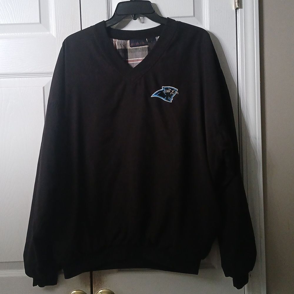 Antigua vintage black Carolina Panthers pullover lightweight jacket Sz L